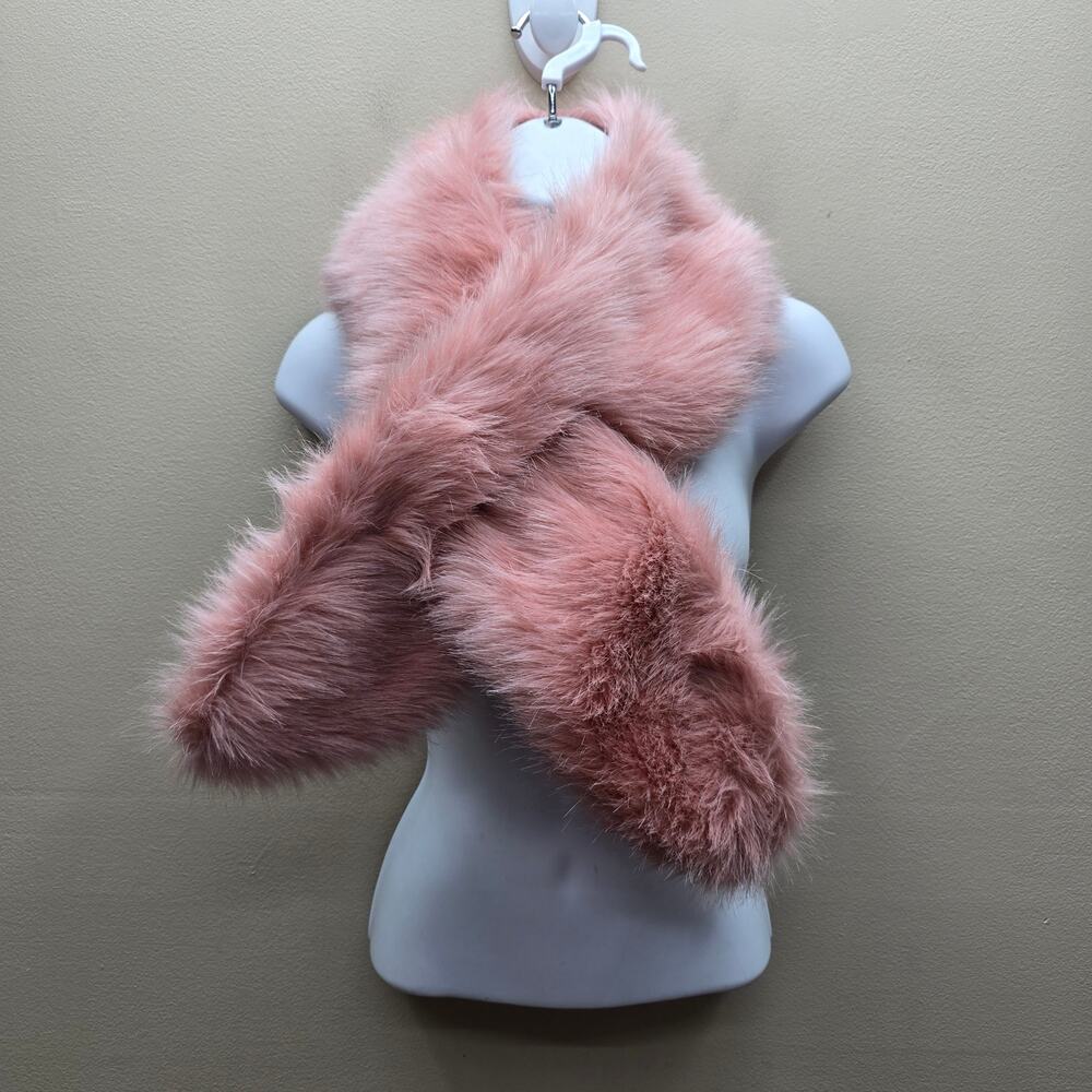 Club Monaco Mayra Faux Fur Snood Neck Wrap Stole OS Pink Warm Cozy Winter